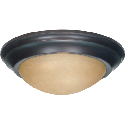 Nuvo Lighting 60/1283  3 Light 17" Flush Mount Twist & Lock with Champagne Linen Washed Glass in Mahogany Bronze Finish